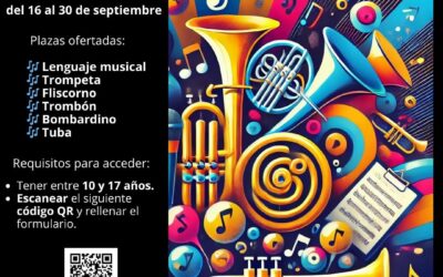 Hasta el 30 de septiembre está abierto el plazo de inscripción para la ‘Escuela de Música’ de la Banda ‘Vicente Gómez Zarzuela’